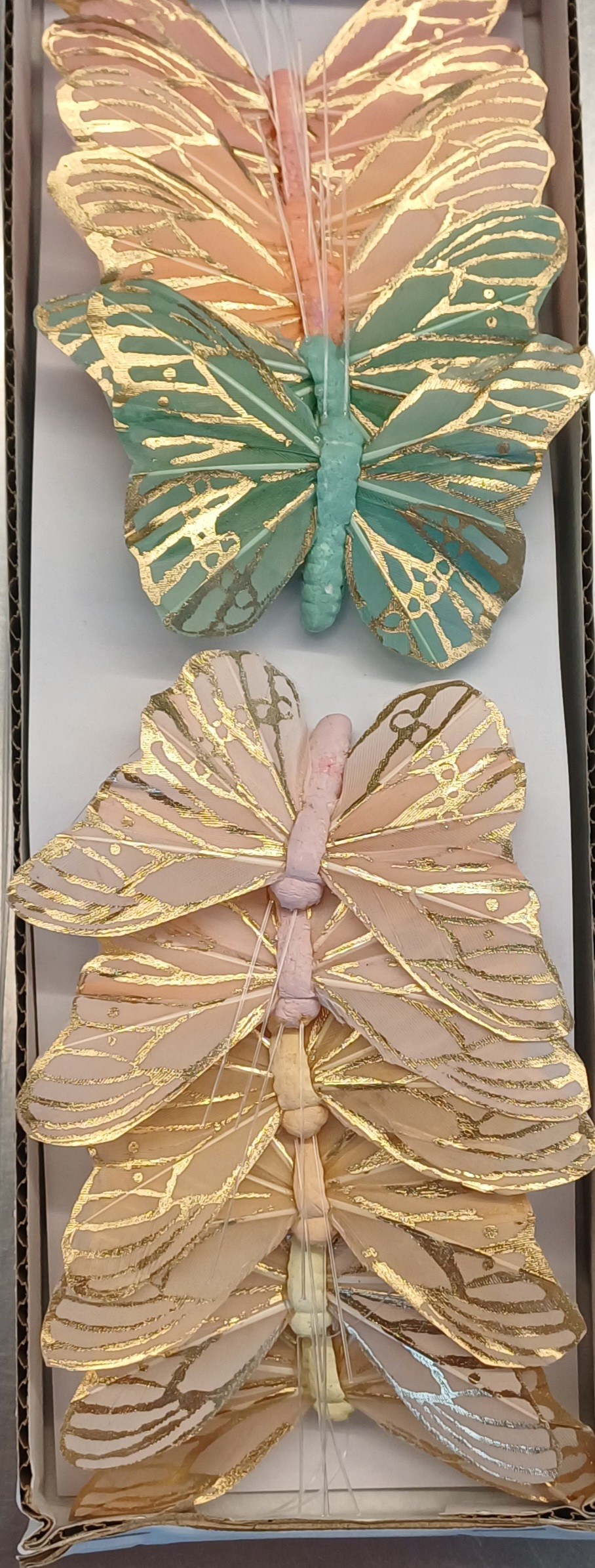 Papillons de couleur pastel 9,5cm Boîte de 12