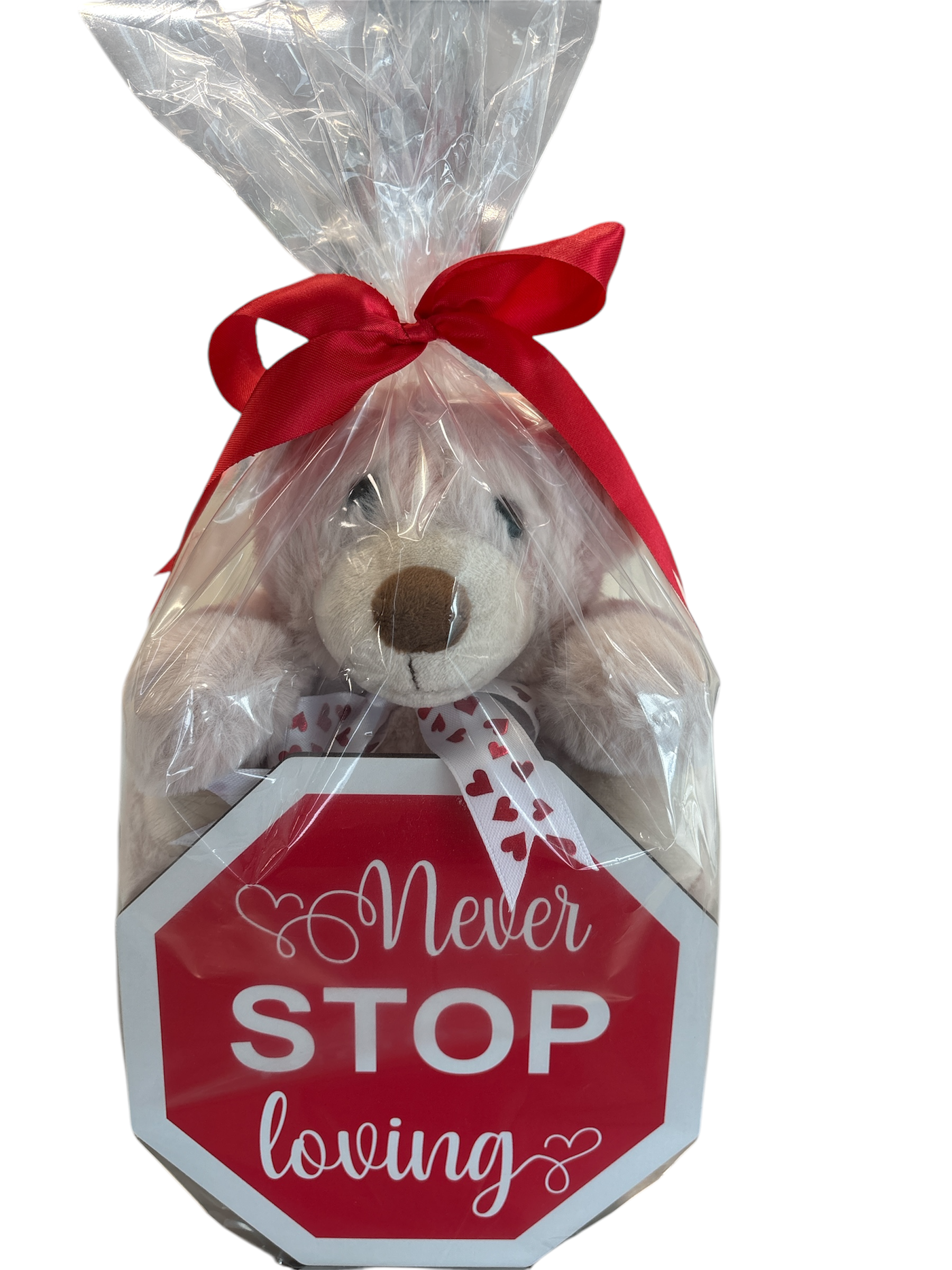 Boîte en bois pour la Saint-Valentin avec jouet en peluche