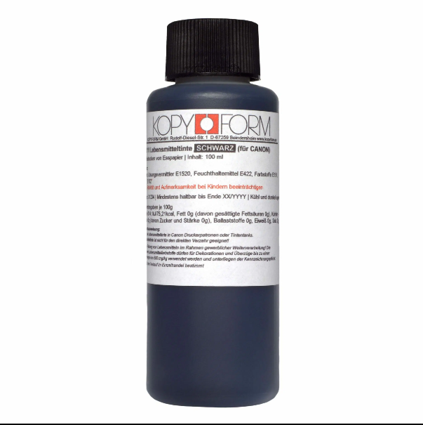 Recharge de peinture alimentaire noire 100ml