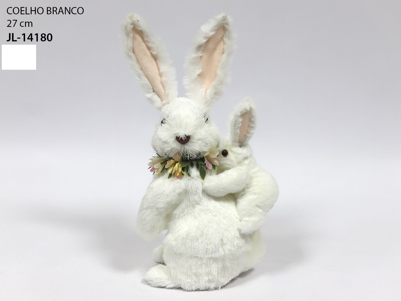 Lapin de Pâques blanc avec chiot 27cm
