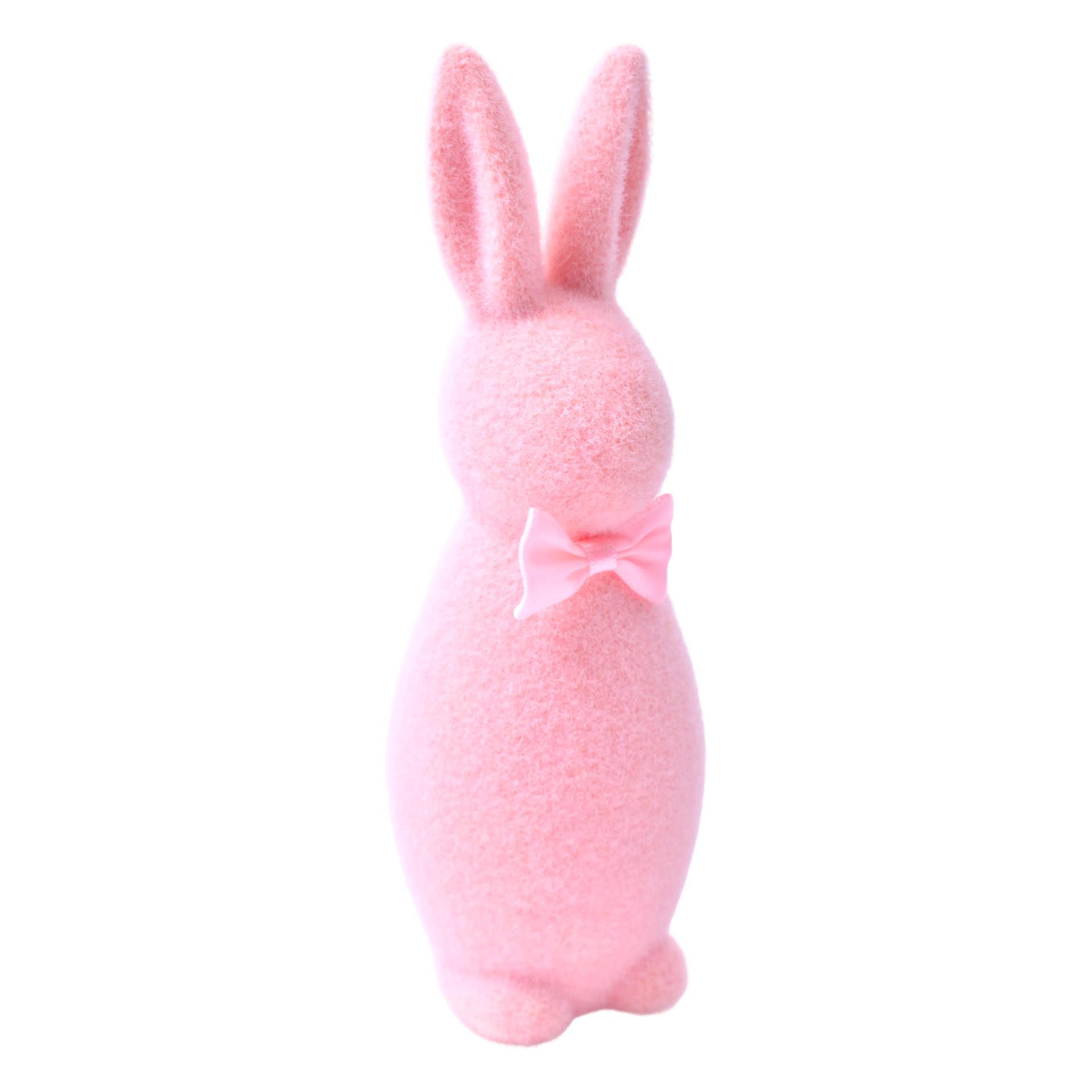 Lapin de Pâques en velours rose 20cm