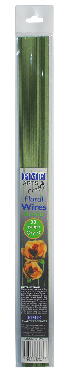 Fil floral vert, calibre 22, paquet de 50