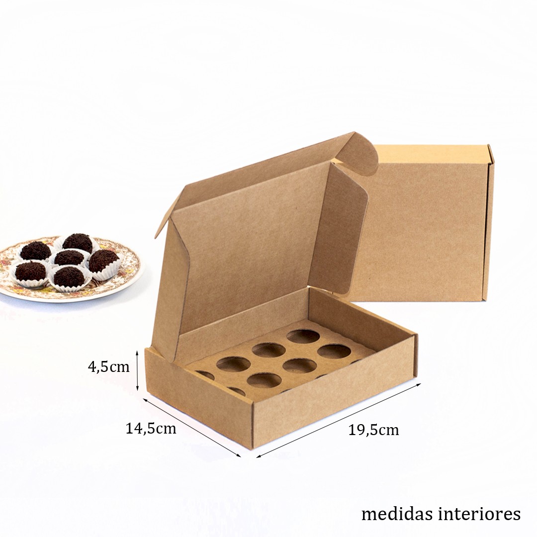 Boîte pour 12 Brigadeiros Kraft (avec séparateur)