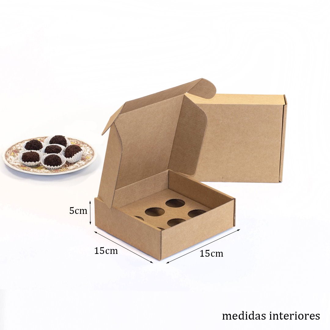 Boîte pour 6 Brigadeiros Kraft (avec séparateur)