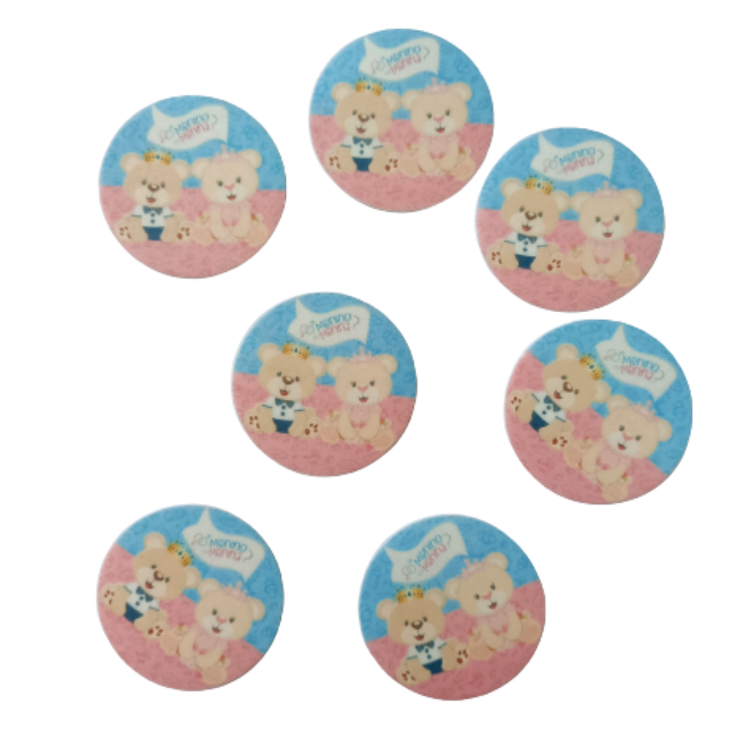 Hôtes ronds pour baby shower, sexe révélé, 5 cm, 12 unités