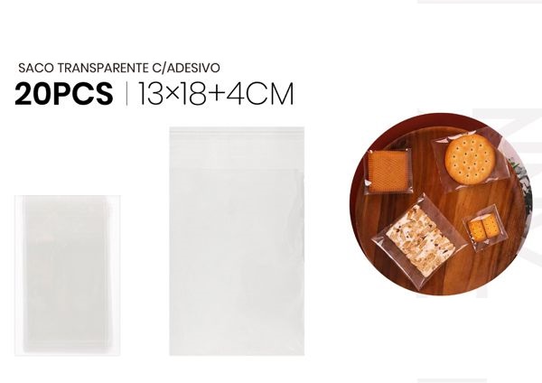 Sac en PP transparent avec adhésif 13x18.4cm emb.20