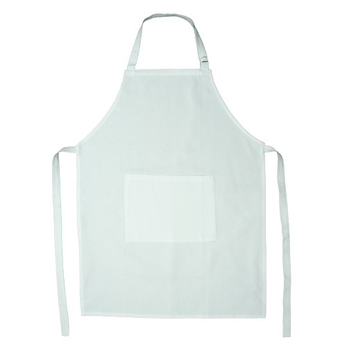 Tablier blanc avec poitrine et poche