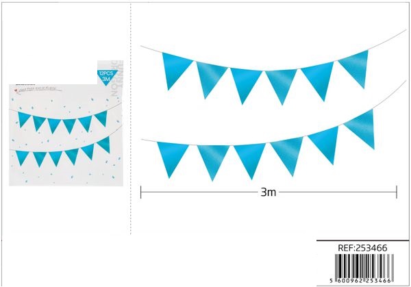 Drapeau de fête bleu vif 3m