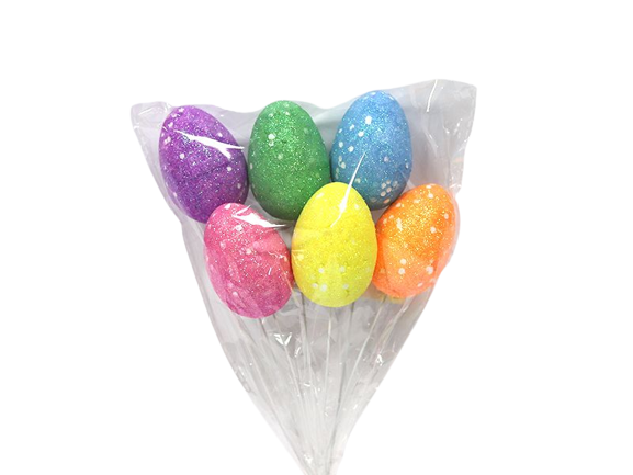 Oeufs colorés avec bec 6cm sc.6