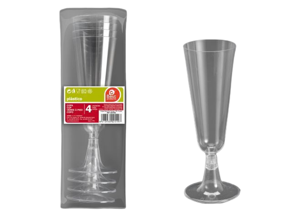 Tasse à flûte transparente de 150 ml, paquet de 4
