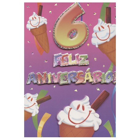Carte d’anniversaire de sixième anniversaire
