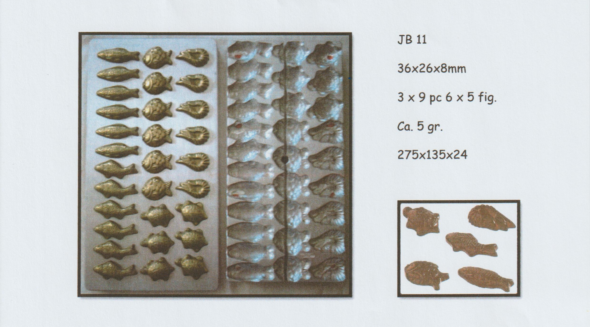 Moule à bonbons pour poissons en polycarbonate
