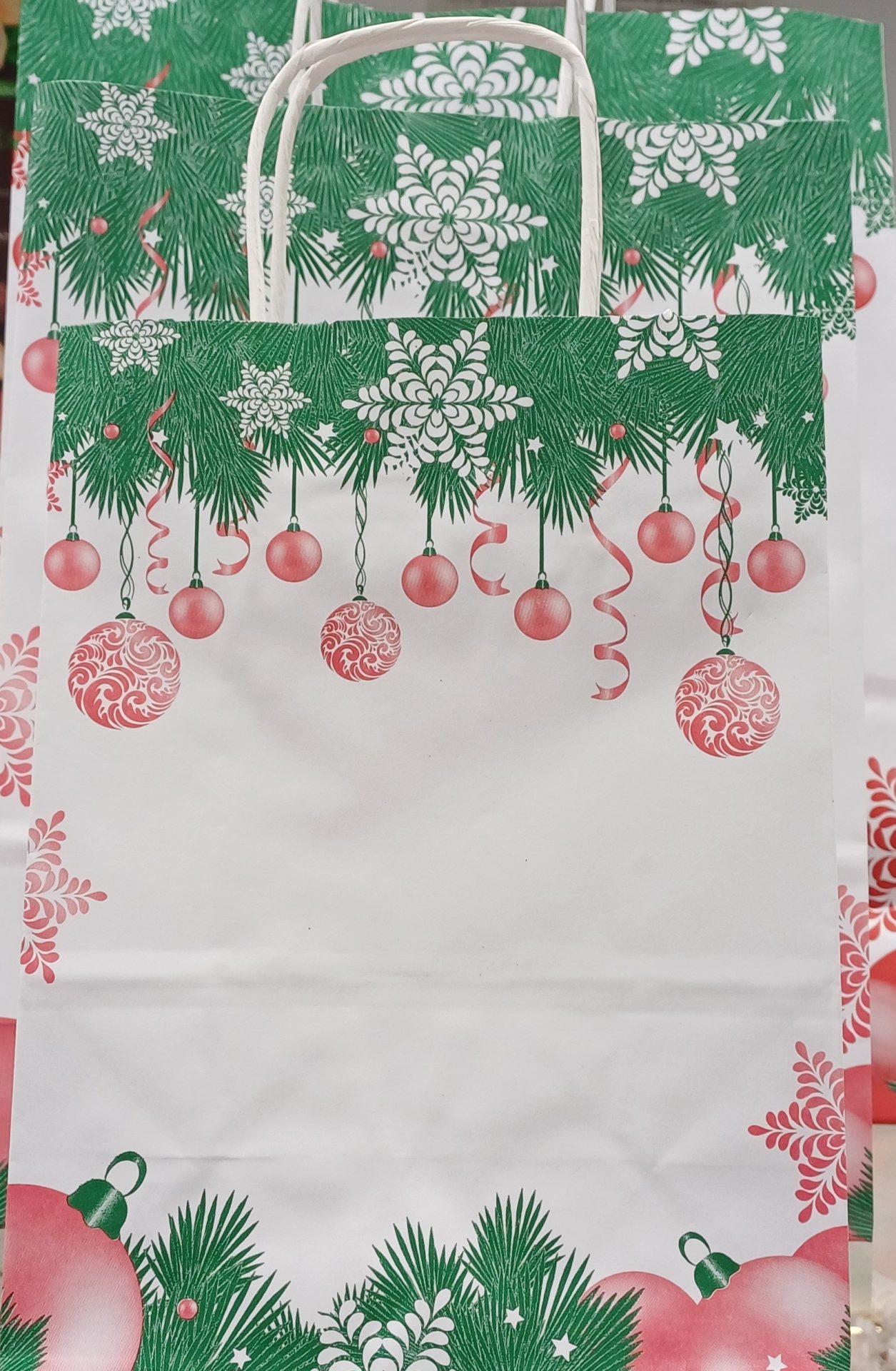 Sac en papier de Noël vert/rouge 32x14x40cm
