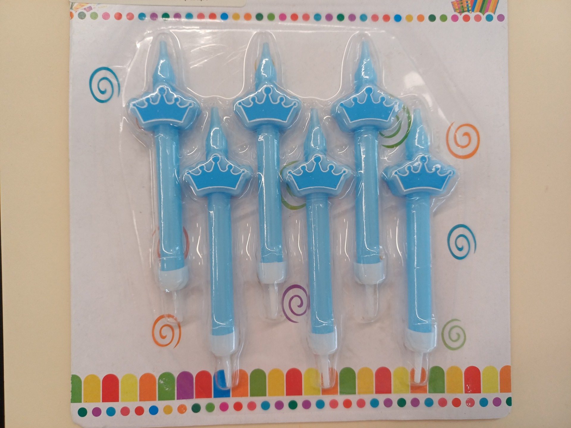 Bougies bleues avec boîte couronne 6