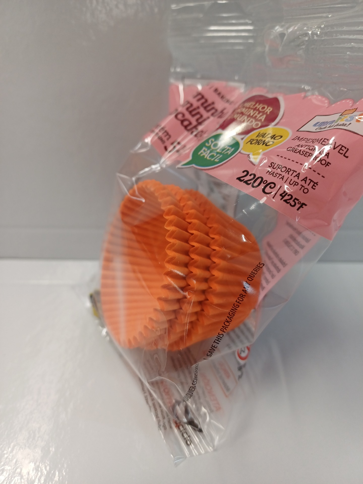 Mini moule à cupcakes orange, paquet de 5 x 2,5 x 3,5 cm.
