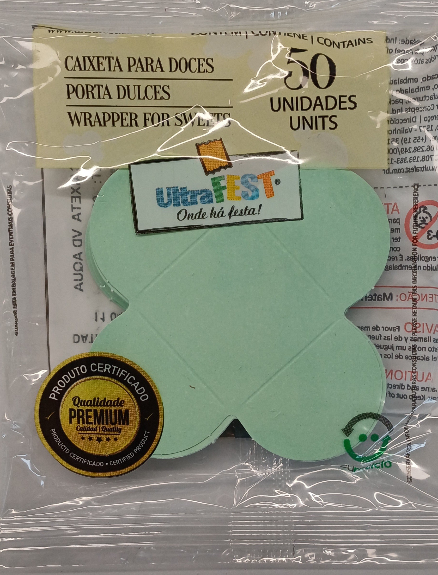 Boîte de papier vert aqua 50 unités.
