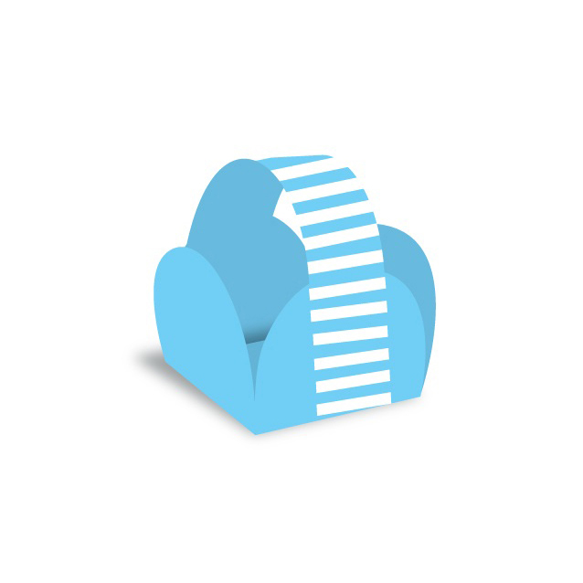 Boîte en papier avec poignée bleue 24 unités.