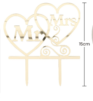 Ornement en acrylique doré MR & MRS 15cm