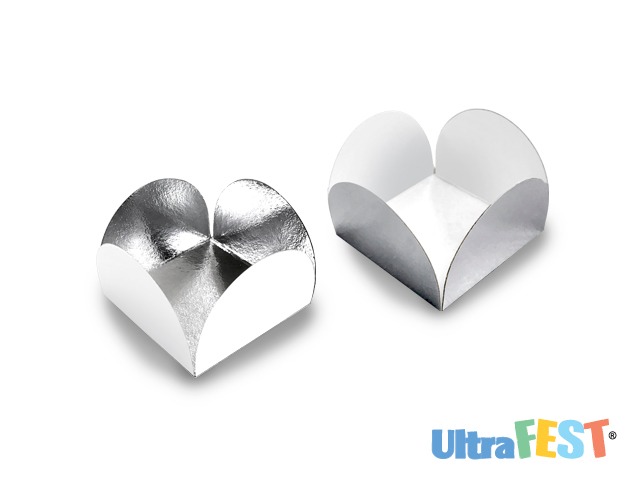 Boîte en papier argent/blanc 50 unités.