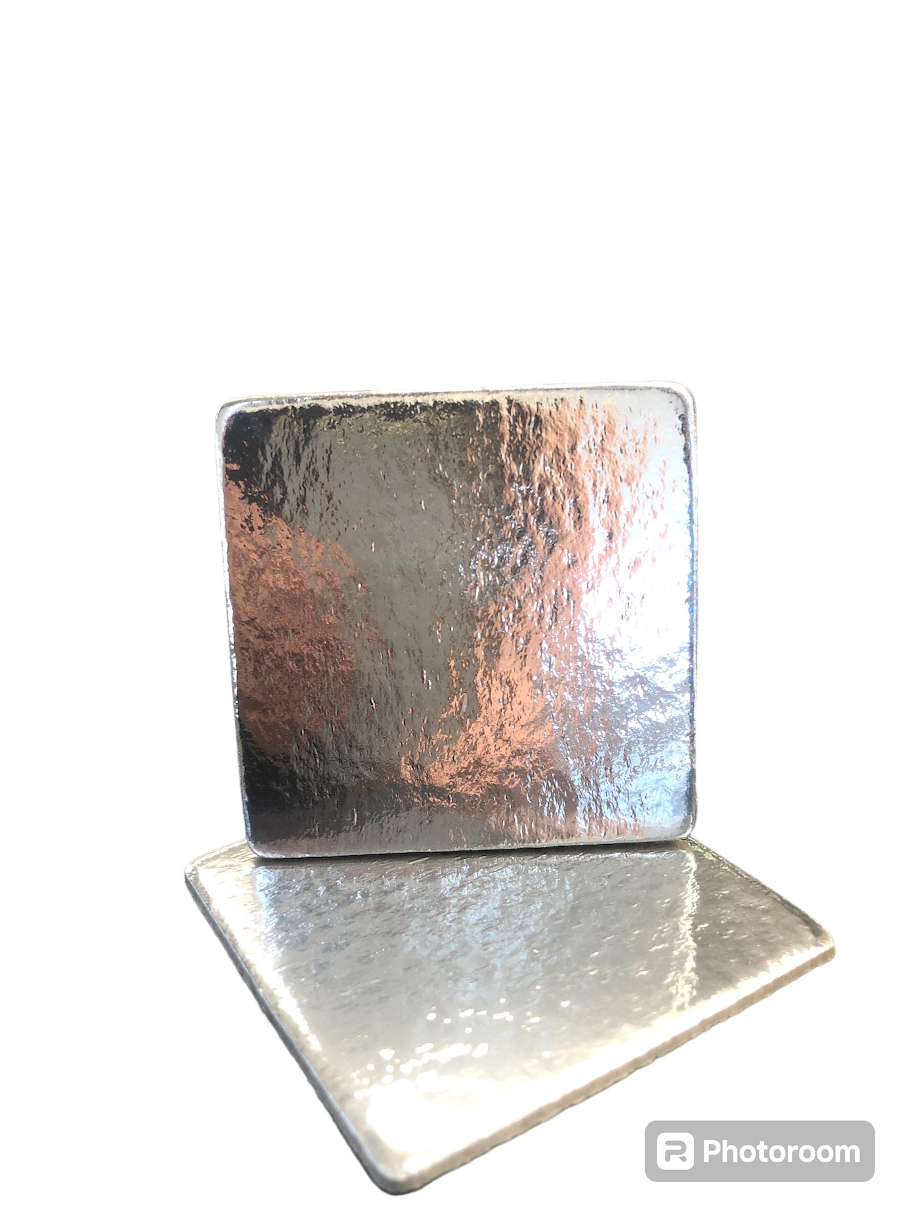 Porte-cartes carré argenté 8.5cm Emb.25