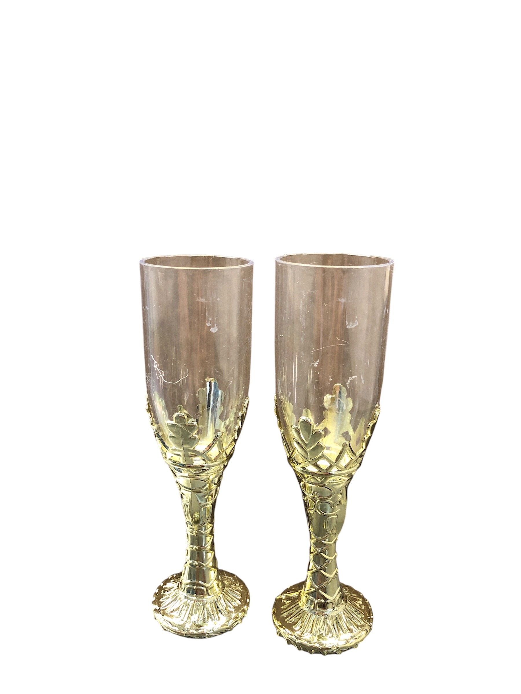 Tasse à flûte en PP doré 11cm 2 pièces