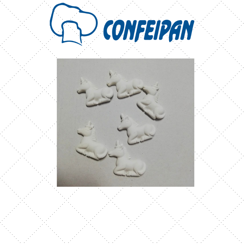 Licorne assise en résine de 3 cm, lot de 6